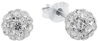 Amor Ohrstecker 925 Sterling Silber Damen Ohrschmuck, mit Kristallglas, 0,6 cm, Silber, Kommt in Schmuck Geschenk Box, 9188970
