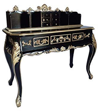 Antik kunglig Louis XIV. Louises barock rokoko stilmöbel sekretär skrivbord färg: svart med guld bredd 117 cm
