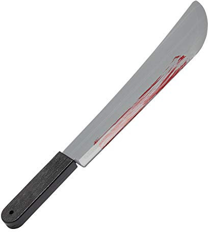 Ultra Große 54cm Kunststoff Machete mit Blut Plastik Machete Fasching Helloween Waffen Spielzeug Waffen Clown Messer Fake Axt Machete Halloween Messer Attrappe Blutige Machete Kunstoff Machete…