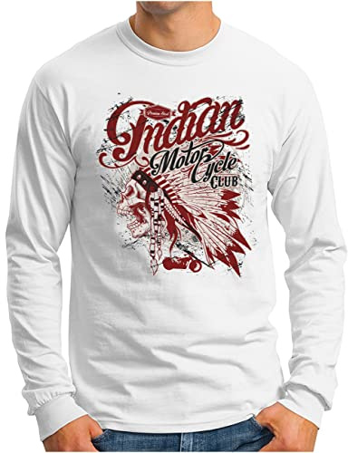 OM3® Indian-Motorcycle-Club Langarm Shirt | Herren | Skull Chopper Bike Motorbike | S - 4XL