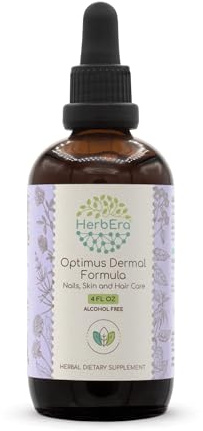 HerbEra Optimus Dermal Formula B120 Alcohol-Free Extract Tincture: Horsetail Herb, Stinging Nettle Root, Burdock Root, Dandelion Leaf and Root, Alfalfa Leaf. Nails, Skin and Hair Care 4 Fl Oz