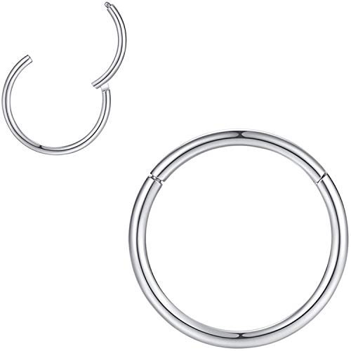 1,0mm 8mm Reifen Nasenringe für Männer und Frauen Nasenring Reifen Silber Septum Clicker Scharnierring 316L Chirurgenstahl Silber Körper Piercing Ohrringe für Knorpel Helix Ohrkolben Daith Rook