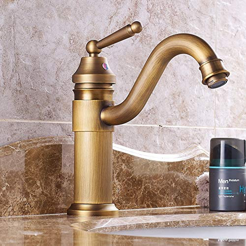 Wasserhahn Bad - Waschtischarmatur Retro Bronze Einhebel Hoch Badarmatur, Kaltes Und Heißes Wasser Vorhanden, Messing 360° Drehbar Waschbecken Mischbatterie, Mit Keramikkartusche, Wunderschöne Design