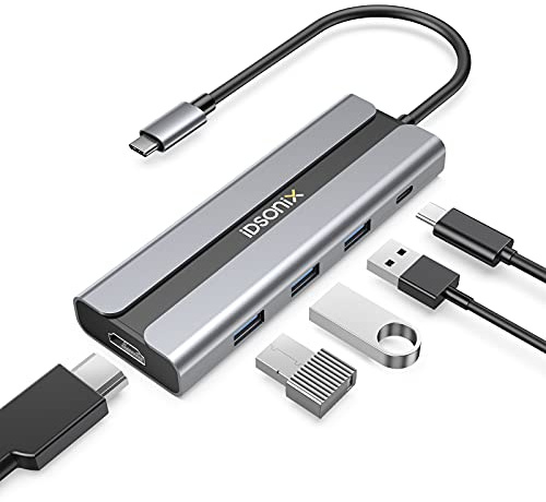 iDsonix-DA (DA-5H) Hub USB, Adaptador 5 en 1 USB C Hub Tipo C con 4K@30Hz HDMI, 100W Power Delivery Thunderbolt 3, USB 3.0 5Gbps Data Port USB C Dock for MacBook Pro, iPad Pro, Laptop, Phone