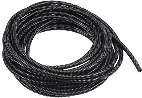 sourcing map 10 M 4.5 x 7 mm PP Flexible Corrugated Conduit Tube for Garden,Office Black