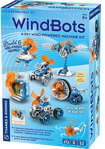 Thames & Kosmos WindBots 6-in-1 Engineering STEM Kit | Bauen Sie 6 windbetriebene Bots, Keine Batterien/Strom erforderlich | Entdecken Sie Windtechnologie, Übersetzungsverhältnisse und mehr |