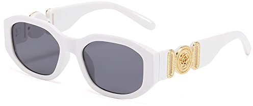 OSAGAMA Trendige Rechteckige Sonnenbrille für Damen Herren Unregelmäßige Vintage 90er Übergroß Brille UV-Schutz