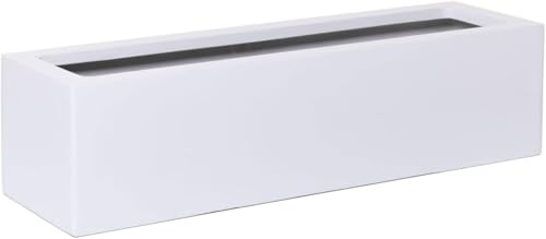 VIVANNO Blumenkasten Balkonkasten Pflanzkasten FLOBO Fiberglas Weiß - 60 cm | Wetterfester Pflanztrog für Fensterbank, Balkon und Garten, robustes Fiberglas, 15 Liter Volumen, 15x60x17 cm Maße