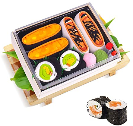 AGRIMONY Calcetines Forma Sushi Divertidos - Personalizados Originales Dibujos Estampados Graciosos Frikis Colores Arte Sushi - Regalos Originales Cumpleanos para Adolescentes