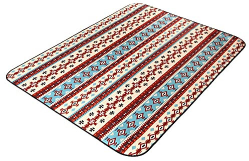 YAOTT Bunt Bedruckte Picknickdecke Verdickter Aluminiumfilm Strandmatte Picknickmatte im Freien Isolierte Sanddichte Stranddecke Wasserfeste Unterseite mit Tragegriff Beige