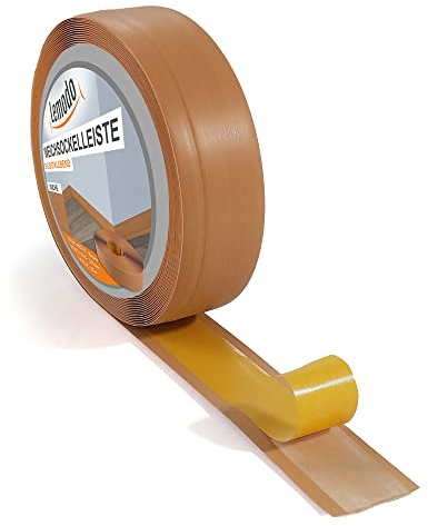 Sockelleiste LEMODO - 50 x 15 mm (Länge: 10 m, Farbe: Buche) - Fußleisten zuschneidbar – Weichsockelleiste selbstklebend aus PVC – Abschlussleiste Küchenarbeitsplatte, Bad, Arbeitsplatte etc.