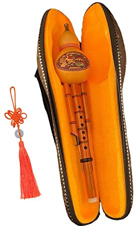 F Fityle Hulusi Flöte, Chinesische Hulusi Flöteninstrument, Kürbisflöte Bambus Hulusi, Traditional Hulusi Flute Cucurbit Flute Bamboo Hulusi with Case für Anfänger Studenten Geschenk Musikliebhaber