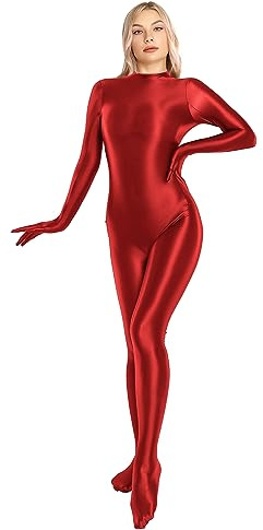 SOFSOT Bodysuit Completo Lucido da Donna Costume da Bagno a Pezzo Unico Con Cerniera Posteriore Lucido
