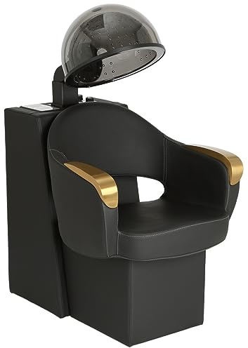 Buy-Rite Luna Gold Salon Dryer Chair Combo – 980W X-TRA Hot Hooded Hair Dryer, Brushed Gold Armrests, Premium Vinyl, Extra-Wide Seat, Ships Assembled, YLG-456-1-GOLD&HL-15