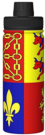 FJQWKLF Drapeau Proposé Pour Les Pyrenees-Atlantiques Water Bottle 18OZ Stainless Steel Insulated Water Bottles with Spout Lid Sports Water Bottle for Travel Camping Hiking Biking Water Jug