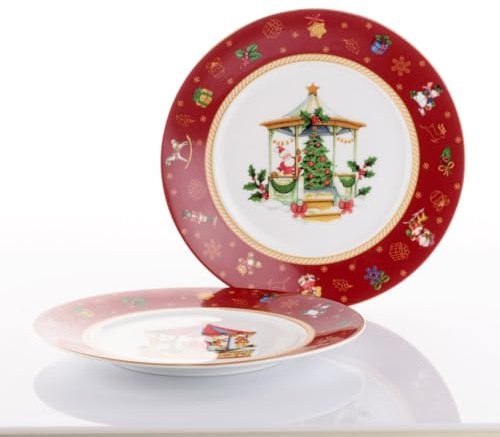 WEISSESTAL Juego de 6 platos dulces surtidos de 22 cm de invierno para Navidad