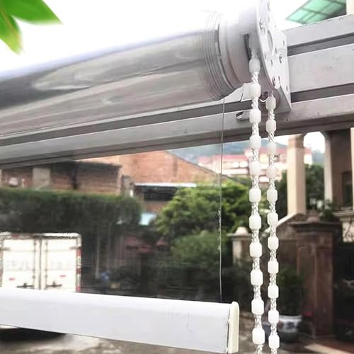 Tenda a Rullo per Esterni in Pvc Trasparente,Tapparella Avvolgibile Chiare e Impermeabili,Gazebo Balcone Portico Tende Divisorie All'Aperto,Cortina in Plastica,con Binario,W×H-120×240cm/47.2×94.5in