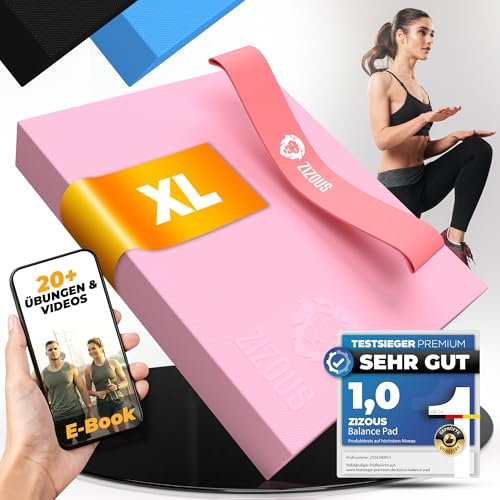 ZIZOUS® Balance Pad XL - Premium Balance Kissen für Gleichgewichtsübungen - Rutschfestes Balancekissen Physiotherapie Yoga Pilates - Robustes Gleichgewichtskissen inkl Ebook - Balance Kissen groß