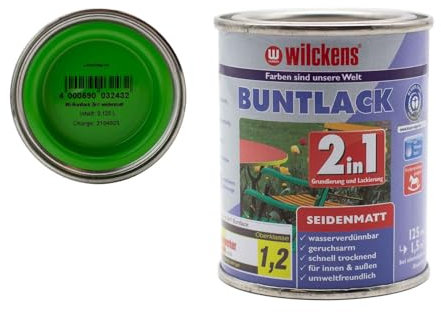 Wilckens Buntlack 2in1 Dispersion seidenmatt 30 Farben 125ml, Farben:Leuchtgrün