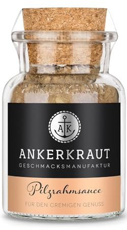 Ankerkraut Pilzrahmsauce, Cremiger genuss für Champignons, Pilz-Soße kochen, Pilze in Rahm-Sauce mit Nudeln, 90 g im Korkenglas