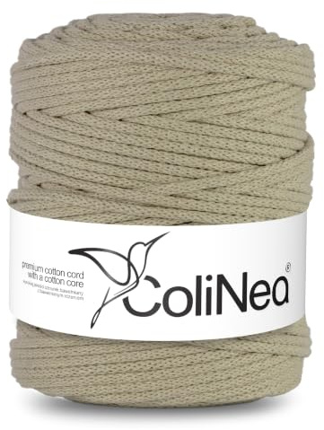 ColiNea Baumwollkordel mit Baumwollkern 5 mm 200m Baumwollgarn DIY Makramee Stricken Cotton Cord ideal für Makramee Handwerk Baumwollseil für Basteln (Hellbeige)