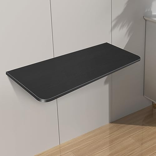 Willonin Wandklapptisch, klappbar, schwimmend, Wandtisch, klappbar, aus Holz, Esstische, multifunktional, Küchentisch (60 x 30 x 1,6 cm, schwarz)