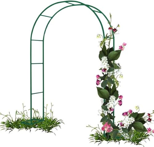 MISKYN Rosenbogen Hochzeitsbogen Gartenbogen Rankhilfe Torbogen Pergola Aus Metall Stabil Wetterfest 180Cm 160Cm 140Cm 120Cm Breit Rosenbogen Aus Edelstahl,Weiß,W3.5M*H2.2M