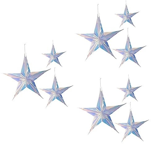 Garneck 9 Stück Pentagramm Anhänger In Sternform Hängende Verzierung Weihnachtsanhänger Stern Partyzubehör Hängedekoration Party Hochzeitsdekoration Party Layout