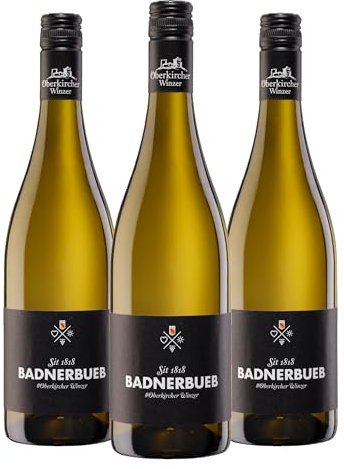Oberkircher Winzer Weißwein Cuvée halbtrocken - BADNERBUEB Weisswein Cuvée aus Grauburgunder & Souvignier Gris, vollmundig im Geschmack, deutscher Wein aus Baden (3 x 0,75l)