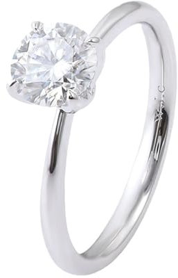 Epinki Echte Goldschmuck, Weißgold 9 Karat 375 Ringe, Solitär Verlobungsring mit Rund 3ct Moissanit, 18K Gold Partnerringe Antragsring Gr.60 (19.1)