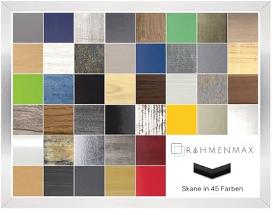 RahmenMax Skane Bilderrahmen Wunschformat kompletter Posterrahmen Puzzlerahmen passend f Bild 48x64 cm Farbe Edelstahl Silber Hochglanz 64x48 cm Hintergrund Weiss