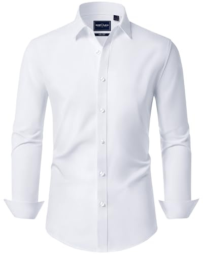 DEMEANOR Camicia da uomo a maniche lunghe, da lavoro, slim fit, business, facile da stirare, per il tempo libero, M