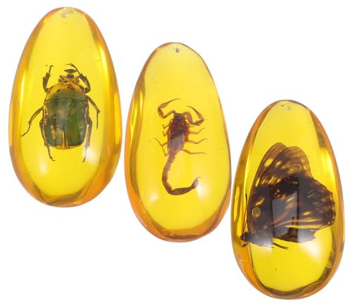 MUSISALY 3stücke Teiliges Bernstein Insekten Natürliche Harz Insektenspezimen Pädagogisches Spielzeug Junge Mädchen Entdeckungsausstellung Handgefertigt Dekorativ