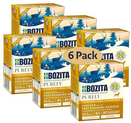 Bozita Purely Paté Adult Hirsch – 370g – getreidefreies Nassfutter in der Dose für Hunde – mit 11 % Protein & 6 % Fett – für alle Hundegrößen & Aktivitätslevel – ohne Zucker & künstliche Zusätze