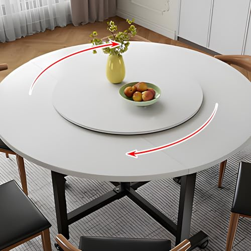 Giratoria De Comedor Grande Plato Giratorio De Madera, 25 30 40 50 60 70 80 90 100cm Lazy Susan Bandeja Giratoria, Organizador De Mesa Giratorio Redondo para Cocina, Grueso Y Duradero(Blanco,40cm/15in