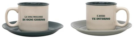 Mr. Wonderful - Set di 2 tazzine espresso da condividere e sorridere - La cosa migliore di ogni giorno è avere te intorno