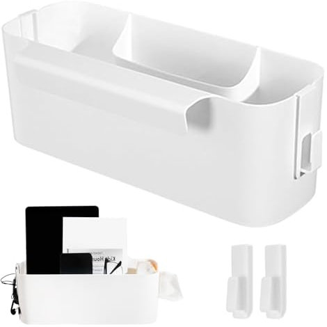 qhklew Cesto Portaoggetti da Appendere al Comodino Scatola di Stoccaggio con 2 Ganci Rimovibili Sospeso per Camera da Letto, Ufficio e Dormitorio | Contenitore Spazioso per Libri