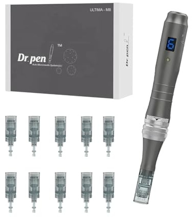Dr.Pen Ultima M8 Microneedling Pen, Elektrisk Microneedling Pen, Trådbunden eller Trådlös Användning, med 10 Patroner