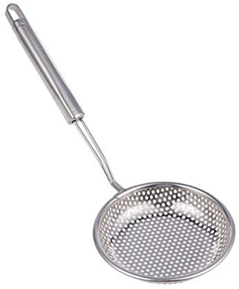 COLLBATH Edelstahl Siebschaufel Mit Schlitz Für Heiße Töpfe Servierlöffel Als Küchenutensil Ölfilterlöffel Als Bratsieb Silberfarben Für Zuhause Und Restaurant