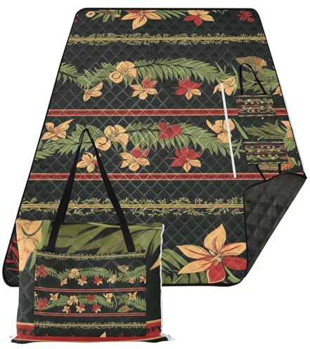 Picknickdecke im tropischen Stil mit Blumen, gelb, rot und grün, wasserdicht, für Partys, faltbare Matte für Boden-Picknickartikel, estera de Playa
