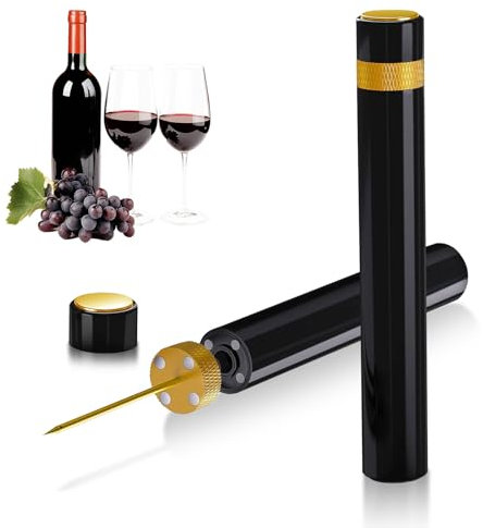 Oiieco Air Pressure Pump Wine Bottle Opener, Corkscrew Wine Pump Opener Easy Cork Remover, Professional Handheld Portable 7S Quick Bottle Opening for Home Bars Travel Picnic Party Detachable, Gold