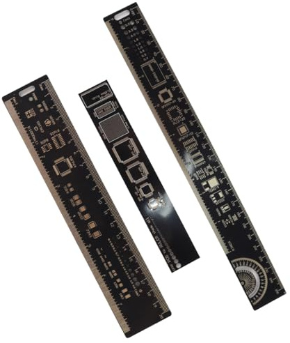 Enwye Règle multifonctionnelle pour circuits imprimés (15/20/25 cm), outil de mesure pour techniciens en électronique – Plastique multifonction intégré, noir (3 pièces)