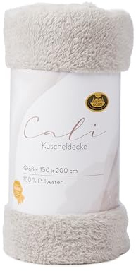 Gözze - Kuscheldecke Cali, Herrlich Flauschige und leichte Wohndecke, Sofadecke aus 100% Polyester, ca. 210 g/m², 150 x 200 cm - Stein