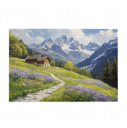Berg Puzzle Bauernhof Puzzle Große 5000 Teile Erwachsene, Clevere Rätsel, Geschicklichkeitsspiel für die Ganze Familie, Holz Farbenfrohes Jigsaws mit Geschenkbox, Geschenke für Frauen 105x156cm D-476