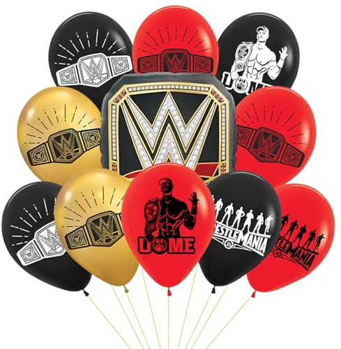 Boxen Geburtstagsdekorationen Kampf Sport Wrestling Boxer Mottoparty Zubehör, Geburtstag Luftballons, Wrestling Gürtel, schwarz-rote Luftballons, Deadpool Geburtstag Deko, Kampfer, Boxen Sport