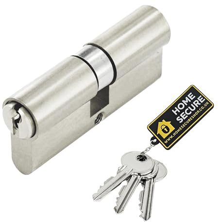 Home Secure™ Euro Cylinder Door Lock UPVC Door Lock, Euro Lock Cylinder Lock Barrel for Internal & External PVC Wooden Composite Doors (Nickel, 40/40)