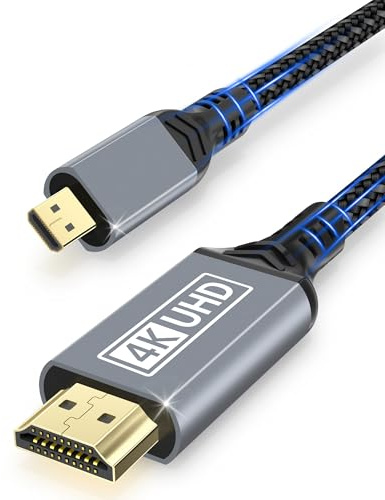 ziwodiv Micro HDMI auf HDMI Kabel 4K@60Hz, Micro-HDMI 2.0 Kabel 2M, 3D HDR Dolby HDMI auf Micro HDM I Kompatibel mit Raspberry Pi 5/4, GoPro Hero 9/8/7/6, DSLR, Kamera, TV, Monitor, Laptops, usw