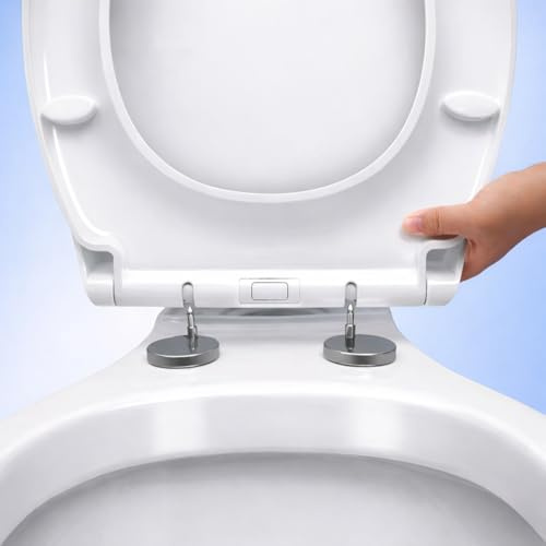 ARVO Cotton White Soft Close Toilet Seat – Quick Release One Button, Oval O Shape Thermoplastic Seat, Adjustable 360° Hinges, Easy Clean, Universal Fit with Stainless Steel Caps