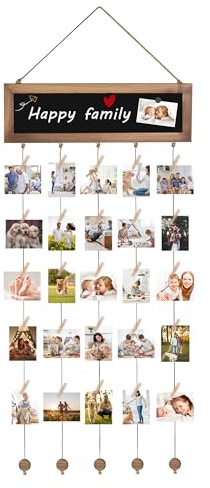 UICCVOKK Fotoleine mit Klammern – 30 Holzklammern & 3m Juteschnur | DIY Fotowand Set zum Aufhängen von Fotos, Postkarten & Kinderzeichnungen