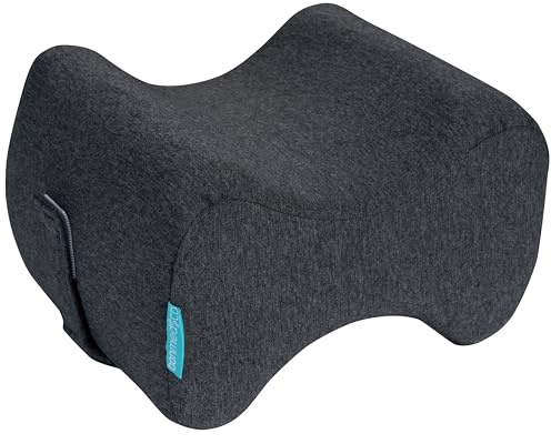 Kniekissen für Seitenschläfer mit mit abnehmbarem Gurt, Grau 25x18.5x14.5cm | Orthopädisches Kniekissen, Memory Foam, Beinkissen zur Linderung von Knie-, Rücken- und Hüftschmerzen, waschbarer Bezug